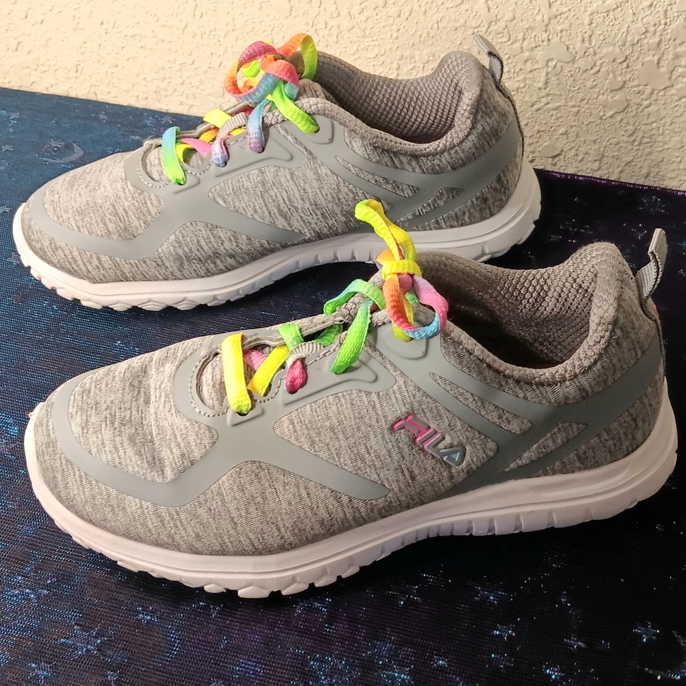 Fila Girl's Speedchaser 3 sneakers in High-Rise Heather/Bluefish/Diva Pink Sz 13